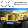 Round Headlight Mounting Bracket Rings for 2007-2018 Jeep Wrangler JK JKU (Black)