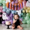 ZAIBIANHAO Spooky One High Chair Banner – Little Boo Is One First Birthday Decorations, Halloween Ghost High Chair Banner, Groovy Garland Spooky One Birthday Decorations Girl Party Supplies (spooky banner)