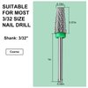C12rtive 5-IN-1 Tungsten Carbide Bit,Tapered Barrel Electronic Nail Drill Bit for Acrylic Gel Nails Dual Nail Form Remove,3/32 Diameter Nail Bit for E-File Nail Drill(Coarse)