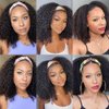 ISEE Hair Afro Kinky Curly Headband Wig Human Hair 180% Density Afro Wigs for Black Women Natural Curls 10A Glueless Human Hair Wigs (18 Inch)