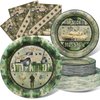 Outego Army Party Decorations Set - 20 Packs Army Party Plates and Napkins - Disposable and Stylish Camo Party Supplies for Birthdays and Events