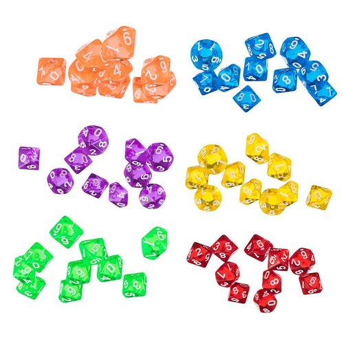 Yiotfandoll 60PCS Polyhedral Dice D10 Dice Game Dice for RPG MTG DND Dice Table Games Board Game (Color 1)