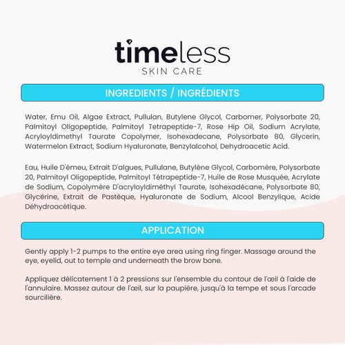 Timeless Skin Care Hydrating Eye Cream - 0.5 Fl Oz, Pack of 1 - Reduce Puffiness & Fine Lines - Includes Hyaluronic Acid for Hydration + Matrixyl 3000 to Fight Wrinkles - For All Skin Types