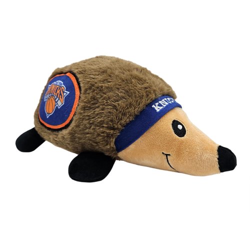 NBA New York Knicks Plush Hedgehog Toy for Dogs & Cats, Cool Soft Pet Toy for Fun and Interactive Play, Dog Chew Toy with Squeaker, Licensed Hot Pet Toy