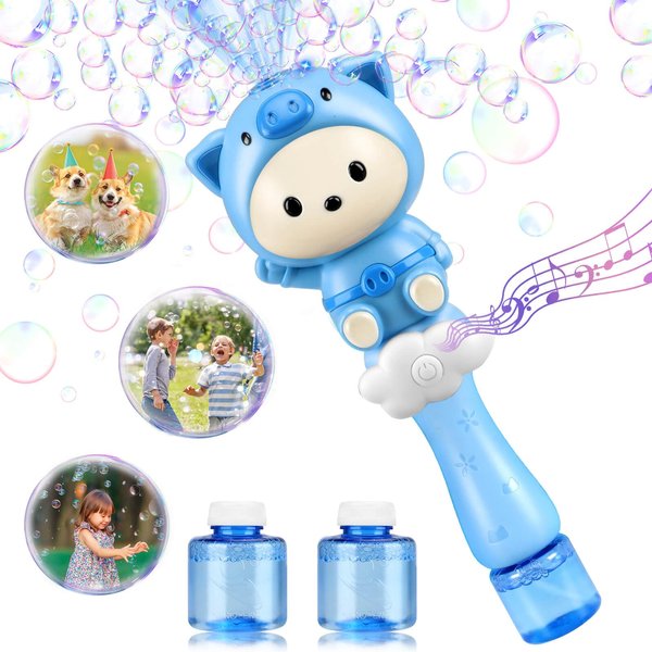 JONEG Bubble Toys Bubble Wands for Kids Light Up Bubbles Machine Blower Maker with Bubble Solution Outdoor Toy Gift for 3 4 5 6+ Years Old Toddler Boys Girls Little Kid