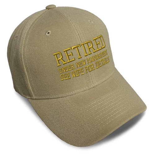 Speedy Pros Baseball Cap Retired Under New Management Embroidery Acrylic Dad Hats for Men & Women Strap Closure Khaki