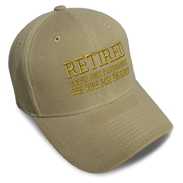 Speedy Pros Baseball Cap Retired Under New Management Embroidery Acrylic Dad Hats for Men & Women Strap Closure Khaki