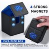 ZLCA Card Deck Box for MTG Cards with 2 Dividers, Card Storage Box Fits 100+ Single Sleeved Cards, PU Leather TCG Card Deck Case Holder for Magic Commander Yugioh (Black&Blue,Lotus)