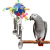 Bird Toys for Playground, Parakeet Toys with Plastic Ball Wooden Decor and Metal Spoons for Chewing, Bird Cage Accessories for African Grey Budgies Cockatiels Lovebirds Quakers Small to Medium Birds