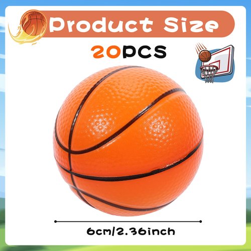IJRPLM 20 Pcs Basketball Stress Ball,2.5 in Foam Squeeze Balls,Mini Basketball Stress Balls for Anxiety Relief,Relaxation,Small Sports Balls for Party Carnival Reward Basketball Sports Themed Party