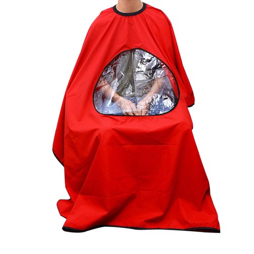 ULTNICE Salon Home Barbers Hairdressing Cape Gown with Viewing Window for Hair Cutting 62.9 * 57"(Red)