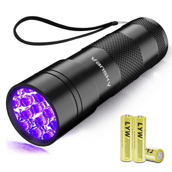 Black Light UV Flashlight,Vansky Blacklight 12 LED Urine Detector For Dog/Cat/Pet Urine & Dry Stains and Bed Bug On Carpets/Rugs/Floor,Matching with Pet Odor Eliminator