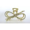 Generic Small/medium gold metal pearl and crystal bow shaped hair claw clip