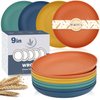 Wrova Wheat Straw Plates - 9 Inch Unbreakable Dinner Plates Set of 8 - Dishwasher & Microwave Safe Plastic Plates Reusable - Lightweight Plates for kitchen,camping (Colorful Series)