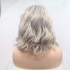 Xiweiya Silver Grey Short Cut Curly Synthetic Lace Front Wigs Bob Hair Curly Lace Wigs Side Parting Heat Resistant Wigs For Women Platinum Gray Wigs 14 inches