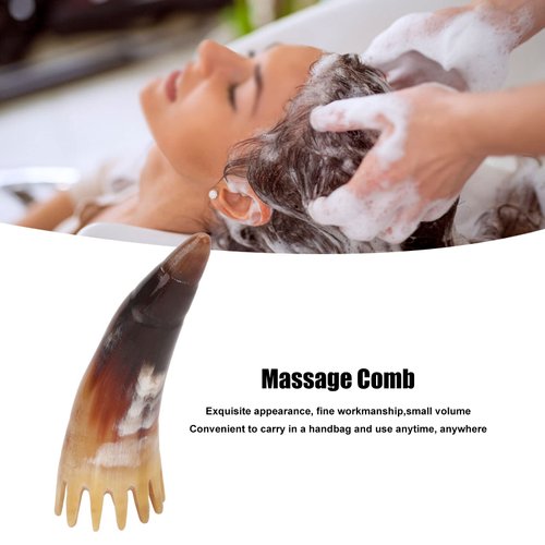 Horn Shape Hair Comb with Massage Function, Wide Tooth Comb Jade Massager, Lightweight and Portable ABS Comb for Scalp Care
