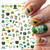 St. Patrick's Day Nail Art Stickers Shamrock Nail Decals 3D Self- Adhesive Luck of Four Leaf Clover Design Irish Nail Stickers Summer Nail Supplies for Women St Patricks Day DIY Nail Accessories 8 Pcs