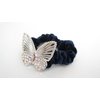 Butterfly blue gray teal hair tie pony tail holder scrunchie with crystals (Primary color: Blue)