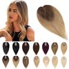 SEGO Human Hair Toppers for Women With Thinning Hair 7 * 13CM Silk Base 100% Real Human Hair Clip in Top Wiglet Hair Pieces -12 Inch No Bangs Medium Brown to Dark Blonde
