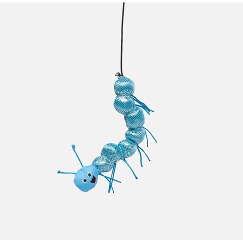 Silver Paw Caterpillar Cat Toy Teaser Plush Bungee Cord Dangler w/Jingle Bell & Catnip