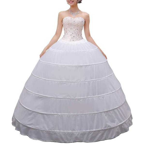 Women Crinoline Petticoat A-line 6 Hoop Skirt Slips Long Underskirt for Wedding Bridal Dress Ball Gown