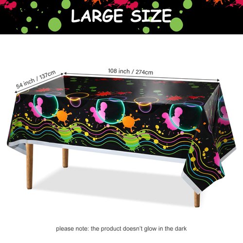 Neon Tablecloth Glow Party Table Covers 108 x 54 Inch Plastic Neon Table Cloths Neon Party Supplies for Glow in The Dark Birthday Party Supplies Decoration