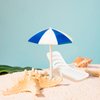 Set of 5 Mini Beach Umbrella Dollhouse Decor: 6x4cm Ornament Plastic Miniature Sunshade with Base DIY Accessories for Yard, Garden, Swimming Pool, Furniture, and Photography Craft Prop Home Decor
