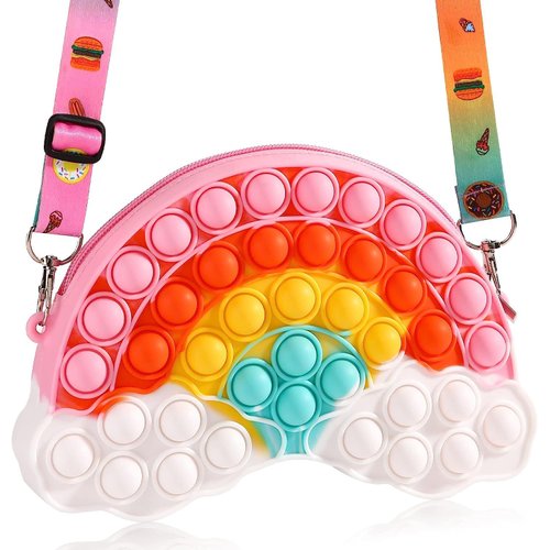 SCIONE Birthday Gifts for Girls, for Teens Kids Daughter Sister Her,Pop Purse Fidget Stress Release Toy, Rainbow Cloud Shoulder Bag Classroom Exchange Present,Cute Trendy Stuff
