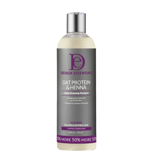 Design Essentials Oat Protein & Henna Deep Cleansing Shampoo, to Clarify, Strengthen, and Add Volume for All Hair Types, 12 Fl Oz.