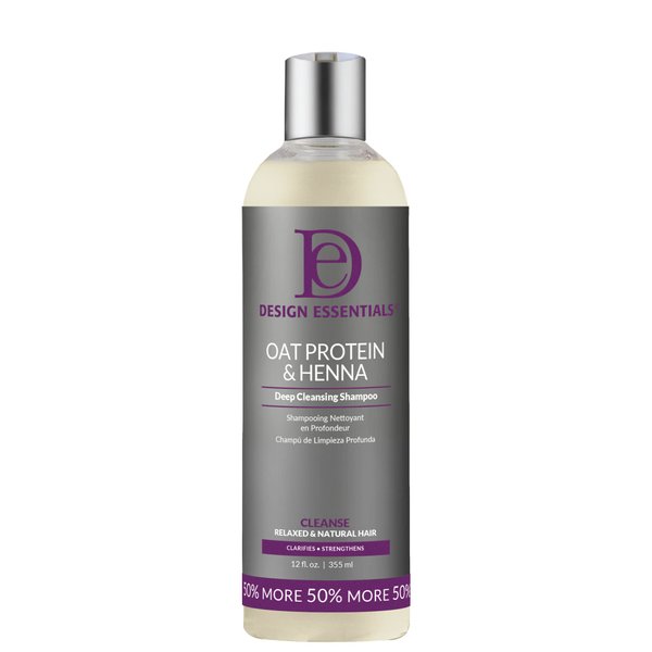 Design Essentials Oat Protein & Henna Deep Cleansing Shampoo, to Clarify, Strengthen, and Add Volume for All Hair Types, 12 Fl Oz.