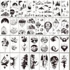 Ooopsiun 30 Sheets Small Black Mountain Planet Temporary Tattoos for Men Women - Unique Realistic Waterproof Forest Triangle Designs Body Art Tattoos for Adults