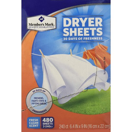 Members Mark Product of Fabric Softener Sheets, Fresh, 480 Count