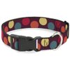 Buckle-Down Dog Collar Plastic Clip Big Dots Purple Multi Pastel 16 to 23 Inches 1.5 Inch Wide
