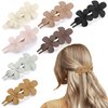 7 Pcs Flower Flat Hair Clips for Women, Lay Flat Claw Clips Flower Hair Clips for Women Girls, French Matte Hair Clip for Thin Thick Hair Wedding Hairstyles