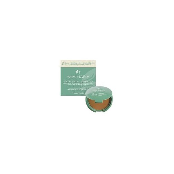 Ana Maria Maquillaje Cosmeticos | Polvo Facial Compacto Arroz Aloe Vera FPS 20 UVA | Make up Pressed Powder SPF 20 0.5oz-14gr (Marron | Brown (30))