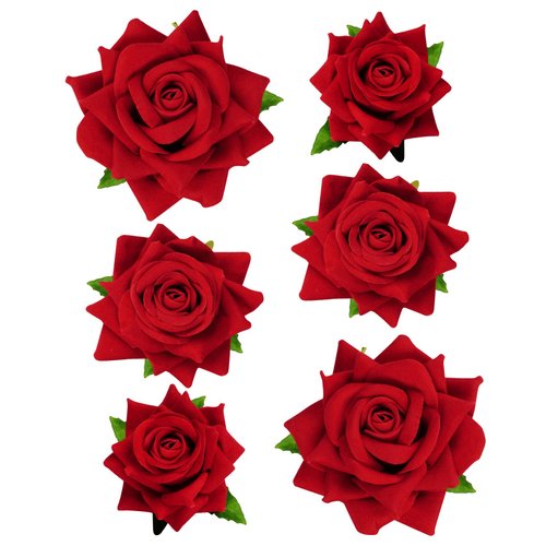 Topbuti 6 Pcs Rose Flower Hair Clip Rose Brooch Floral Hair Accessories for Woman Girls Flamenco ...