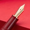 HONG DIAN Hongdian N23 Red Rabbit Fountain Pen, Iridium Extra Fine Nib Gold Trim, New Year Lucky Rabbit Carving Design, Smooth Writing Pen with Converter and Metal Pen Box Set,