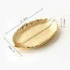 Lependor Golden Leaf Shaped Small Ceramic Jewelry Ring Dish Necklace Bracelet Holder Tray Organizer, Ceramic Decorative Trinket Dish for Wedding Party Woman Girl - Gold Leaf