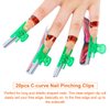 20 Pieces C Curve Nail Pinching Clips Plastic Clips Multi-function Nail Art Accessories for Nail Fiberglass Extension and Fixation, 4 Colors