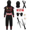 GZ-LAOPAITOU Kids Ninja Costumes for Boys Deluxe Ninja Suit Halloween Cosplay Costumes Party Dress Up with Accessories