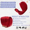 22" Long Straight Red Tape in Human Hair Extensions,Hot Red Tape in Extensions 60grams 20pcs Silky Soft Tape 100% Remy Hair Extensions for Women