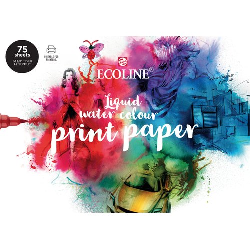 Ecoline Print Paper DIN A4, 75 Loose Sheets, Printing Paper, Drawing Paper, 150 g/m²
