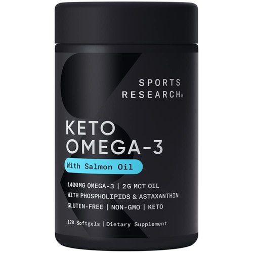 Sports Research Keto Omega Fish Oil with Wild Sockeye Salmon, Antarctic Krill Oil, Astaxanthin &amp; ...