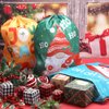 12 Pcs Christmas Gift Bags for Kids Drawstring Backpack Santa Claus Goodies Snack Treat Bags Presents Wrapping for Xmas Winter Holiday Birthday Party (13.2 x 16.3 Inch)