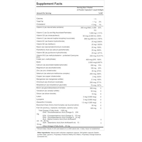 ANDREW LESSMAN Multivitamin - Men's Complete with Maximum Essential Omega-3 500 mg 60 Packets – 30+ High Potencies of All Nutrients, Essential Vitamins, Minerals & Carotenoids. No Additives