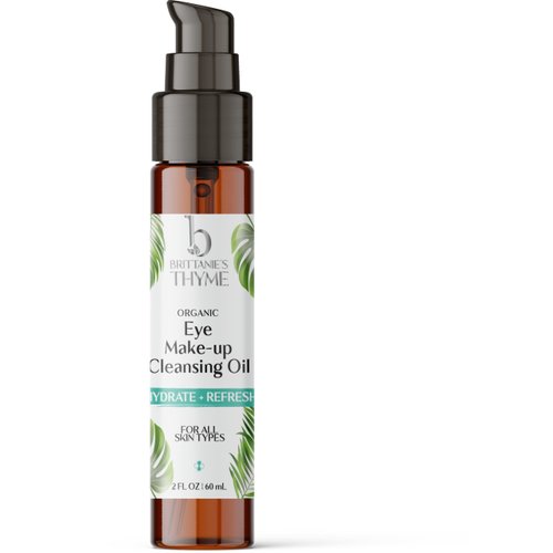 Brittanie's Thyme Organic Eye Makeup Cleansing Oil (Serum) 1oz | Gentle Anti-Aging, Hydrating Serum For Wrinkles, Fine Lines, Dark Circles, Puffiness, Bags w/Vitamin E & Squalane Oil