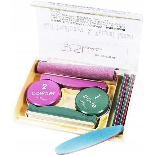 KODI PROF CORPORATION NEONAIL Japanese Manicure '' P.Shine'' SET Nail Conditioner & Natural Luster Nail Buffer Kit Green/Pink 8g Paste 5g Powder