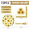 72 Pcs Sunflower Paper Plates and Napkins Party Supplies , Floral Birthday Party Decorations Disposable Party Plates and Napkins Tableware Set for Summer Fall Wedding Baby Shower Serves 24 (Sunflower)