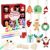 Springflower 36pcs Wooden Christmas Ornaments for Hanging Decorations,12 Styles Unfinished Wood Slices with Holes for Kids,DIY Craft Gift Toys with Paint Set for Girls and Boys Ages 5 6 7 8 9 10 11 12