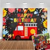 Mocsicka Fireman Birthday Backdrop 7x5ft Fire Truck Happy Birthday Party Decorations Banner Fireman Theme Kids Bday Background Boys Birthday Party Supplies